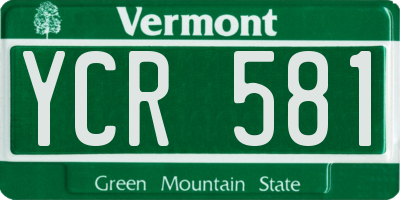 VT license plate YCR581