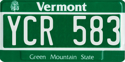 VT license plate YCR583