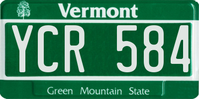 VT license plate YCR584