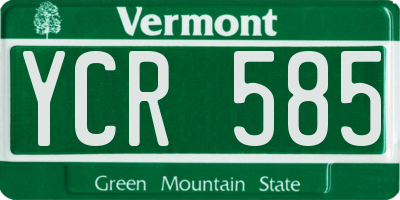 VT license plate YCR585