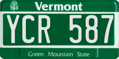 VT license plate YCR587