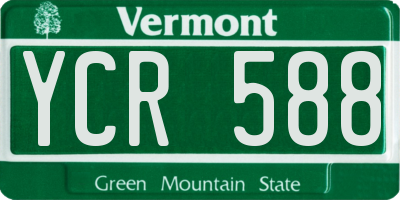 VT license plate YCR588