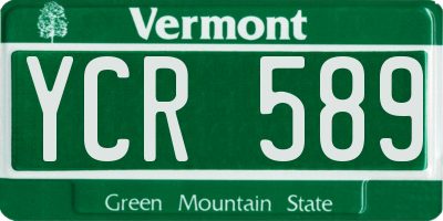VT license plate YCR589