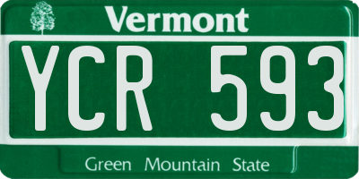 VT license plate YCR593