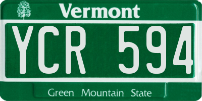 VT license plate YCR594
