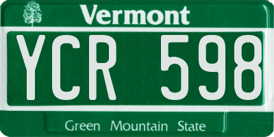VT license plate YCR598