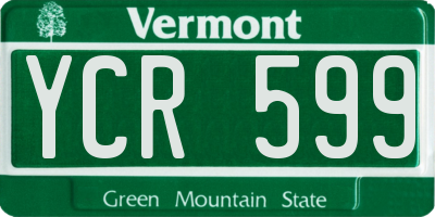 VT license plate YCR599