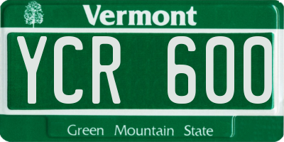 VT license plate YCR600