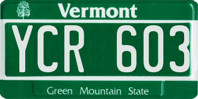 VT license plate YCR603