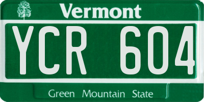 VT license plate YCR604