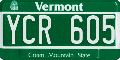 VT license plate YCR605