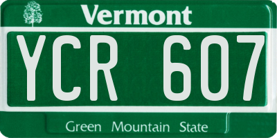 VT license plate YCR607