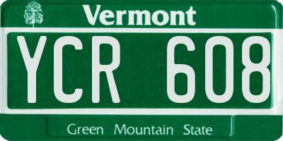 VT license plate YCR608
