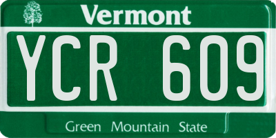 VT license plate YCR609