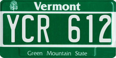 VT license plate YCR612