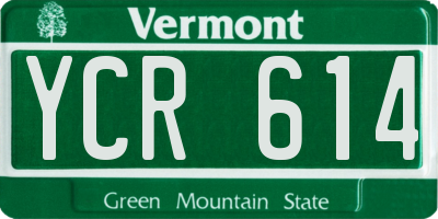 VT license plate YCR614