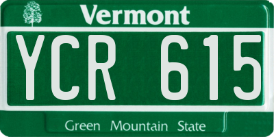 VT license plate YCR615