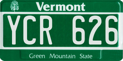 VT license plate YCR626