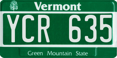 VT license plate YCR635