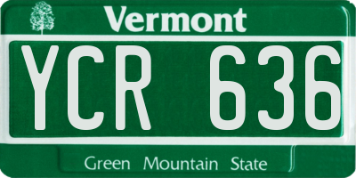 VT license plate YCR636