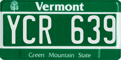 VT license plate YCR639