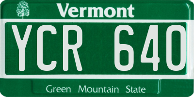 VT license plate YCR640