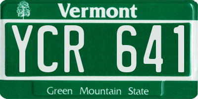 VT license plate YCR641