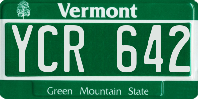 VT license plate YCR642