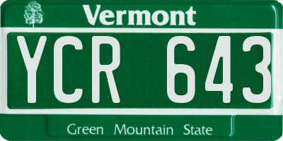 VT license plate YCR643