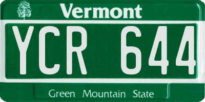 VT license plate YCR644