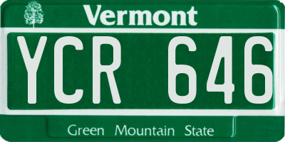 VT license plate YCR646