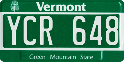 VT license plate YCR648