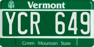 VT license plate YCR649
