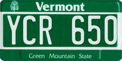 VT license plate YCR650