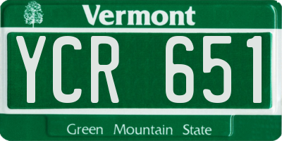 VT license plate YCR651