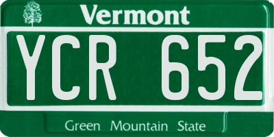 VT license plate YCR652