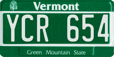 VT license plate YCR654