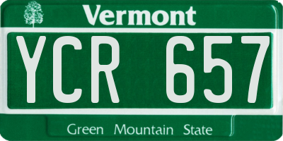 VT license plate YCR657