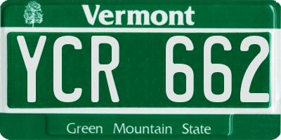 VT license plate YCR662