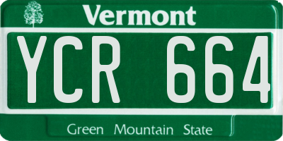 VT license plate YCR664