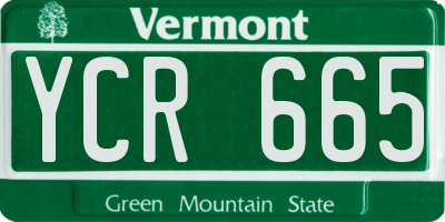VT license plate YCR665