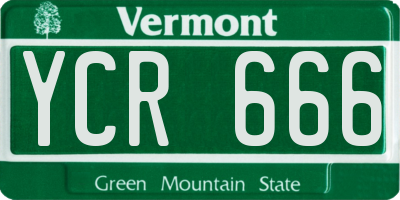 VT license plate YCR666