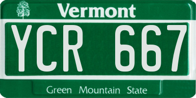 VT license plate YCR667