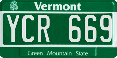 VT license plate YCR669