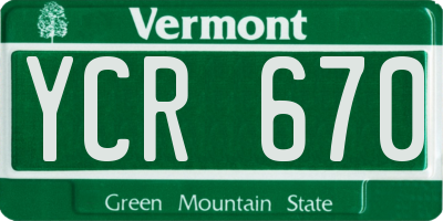 VT license plate YCR670