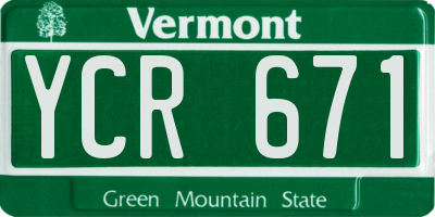 VT license plate YCR671