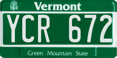 VT license plate YCR672