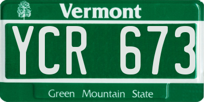 VT license plate YCR673