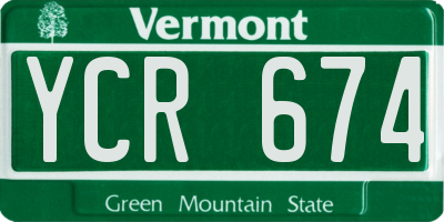 VT license plate YCR674