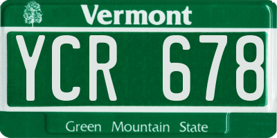 VT license plate YCR678